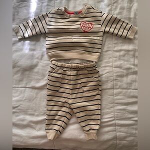 Old Navy Kids Cream and Black Striped Sweatshirt